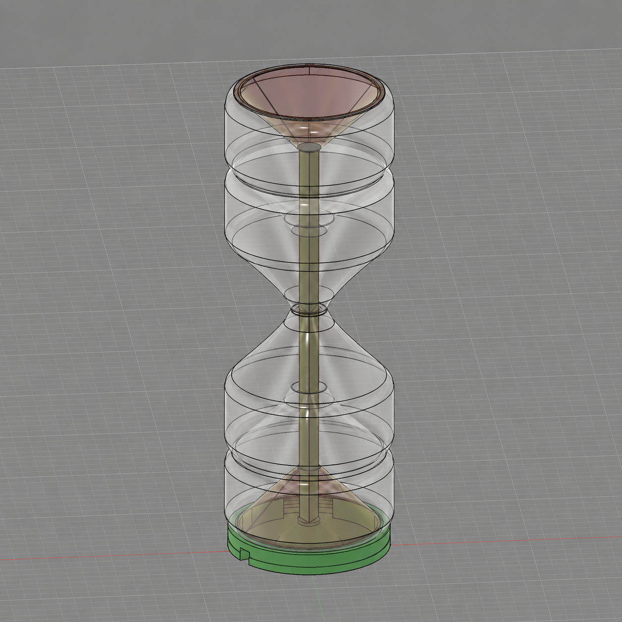 Modèle 3D Chronos — double sablier et LED centrale